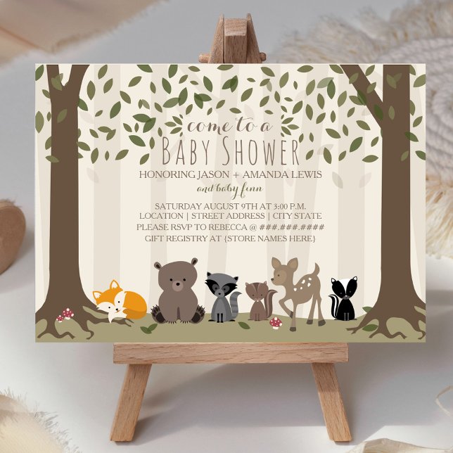 Woodland Animal Family Baby Shower Invitation (Creator Uploaded)