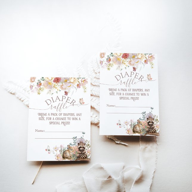 Woodland animal floral girl Baby Shower diaper Enc Enclosure Card (Creator Uploaded)