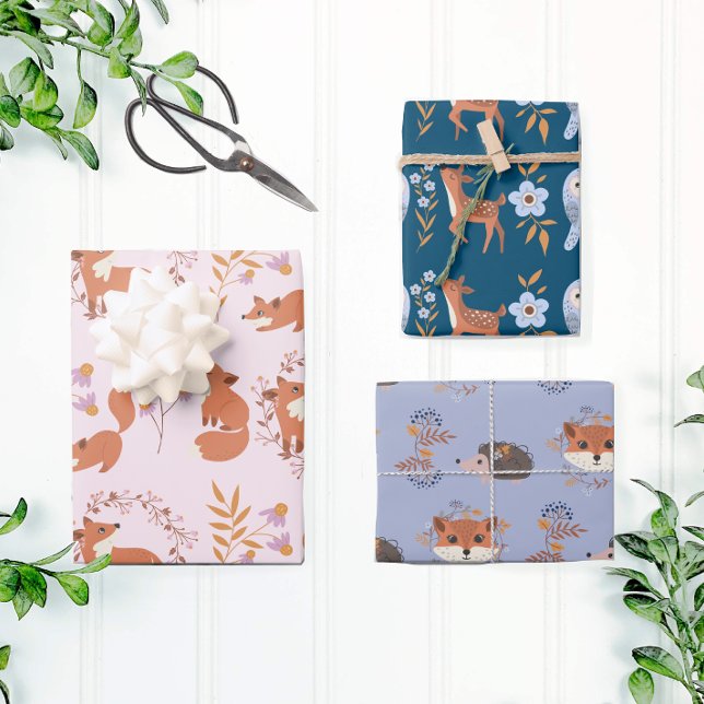 Woodland Animal Flower Garden Wrapping Paper Sheet (Creator Uploaded)