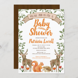 Woodland Animal Forest Baby Shower Gender Neutral Invitation