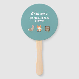 Woodland Animal Forest Baby Shower Hand Fan