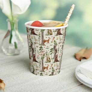 Woodland Animal Forest Wild Pattern baby shower Paper Cups