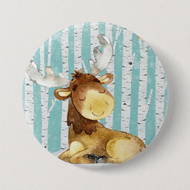 Woodland Animal Friends in Winter Forest- Deer 7.5 Cm Round Badge (Front)
