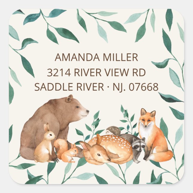 Woodland Animal Friends Return Address Label (Front)