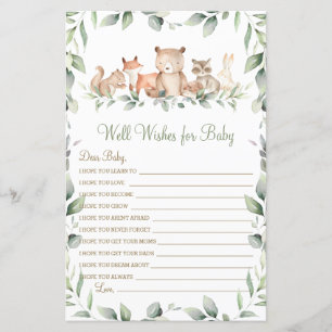 Woodland Animal Greenery Well Wishes for Baby Game