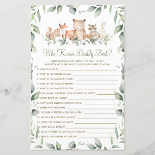 Woodland Animal Greenery Who Knows Daddy Best Game