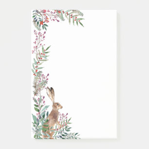Woodland animal, hare, foliage, Christmas berries Post-it Notes