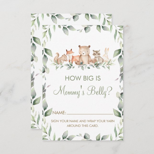 Woodland Animal How Big is Mummy's Belly Game Card (Front/Back)