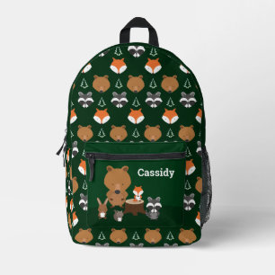 Woodland Animal Kids Name Printed Backpack