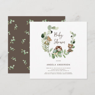 Woodland Animal Kingdom Baby Shower II Square Invitation