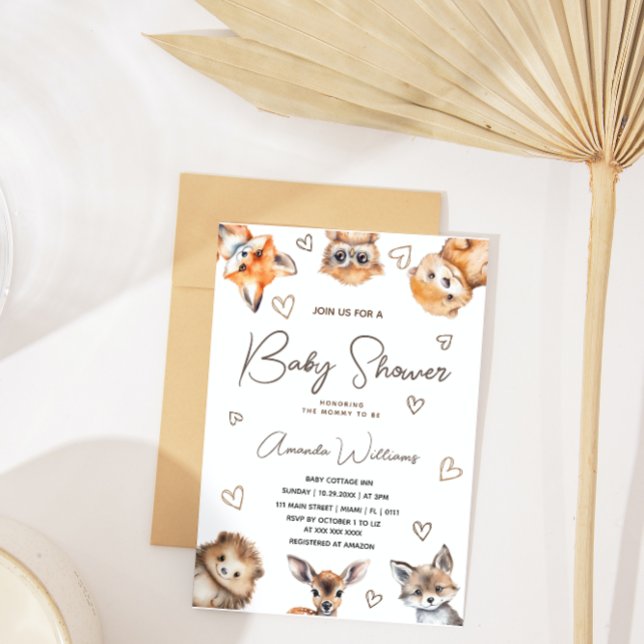 Woodland Animal Minimal Baby Shower Invitation (Creator Uploaded)