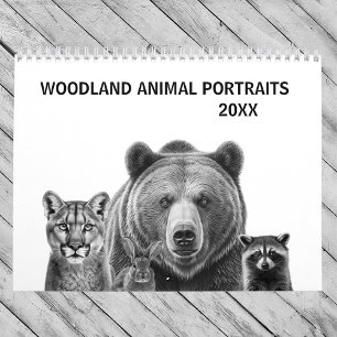 Woodland Animal Modern Bear Deer Wolf Fox  Calendar