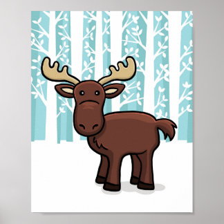 Woodland Animal Moose Poster