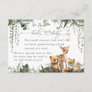 Woodland Animal Neutral Baby Shower Book Enclosure Card