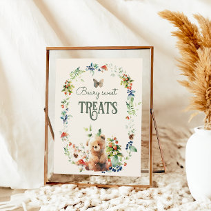 Woodland Animal Neutral Baby Shower Sweet Treats Poster