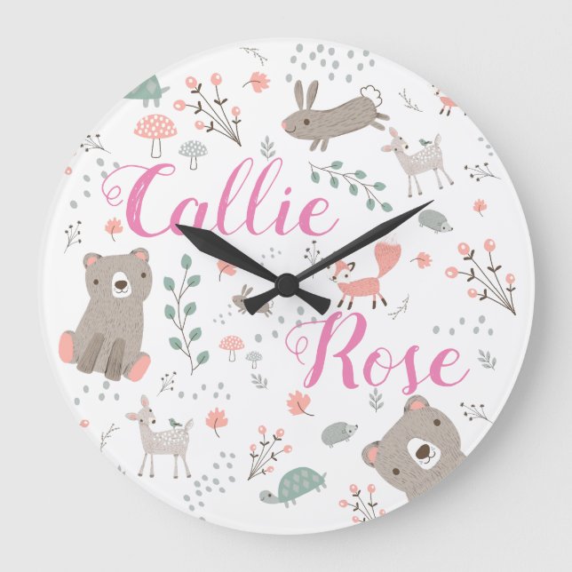 Woodland Animal Nursery Clock (Front)