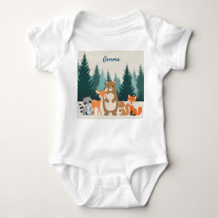 Woodland animal one piece bodysuit