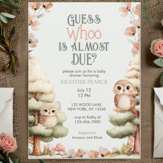 Woodland Animal Owl Baby Shower Invitation (Creator Uploaded)