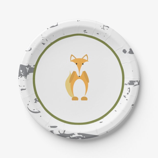 Woodland Animal Paper Plates- Fox Paper Plates (Front)