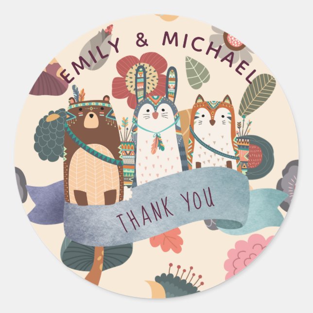 Woodland Animal Stickers for Favours, Envelopes (Front)