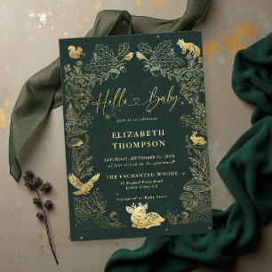 Woodland Animal Storybook Forest Hello Baby Shower Invitation