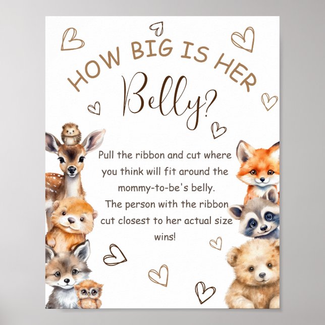 Woodland Animal Theme How Big Is Her Belly Game Poster (Front)
