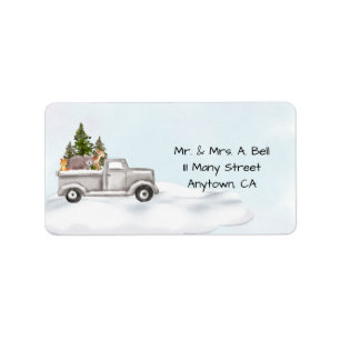 Woodland Animal Vintage Truck Label