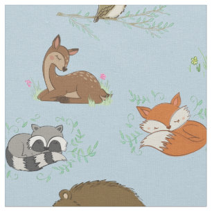 Woodland Animal Watercolor Baby Nursery Fabric