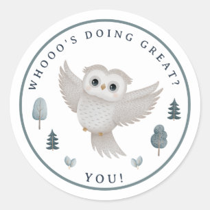 Woodland Animal Whooos Doing Great You Teacher Classic Round Sticker