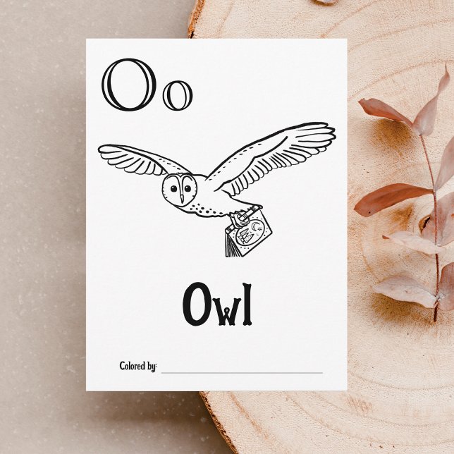 Woodland Animals ABC Colouring Baby Shower Activit Postcard (Letter O - Color Your Own Baby's First ABC's Keepsake Cards)