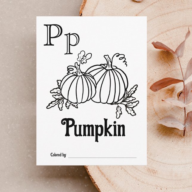 Woodland Animals ABC Colouring Baby Shower Activit Postcard (Letter P - Color Your Own Baby's First ABC's Keepsake Cards)