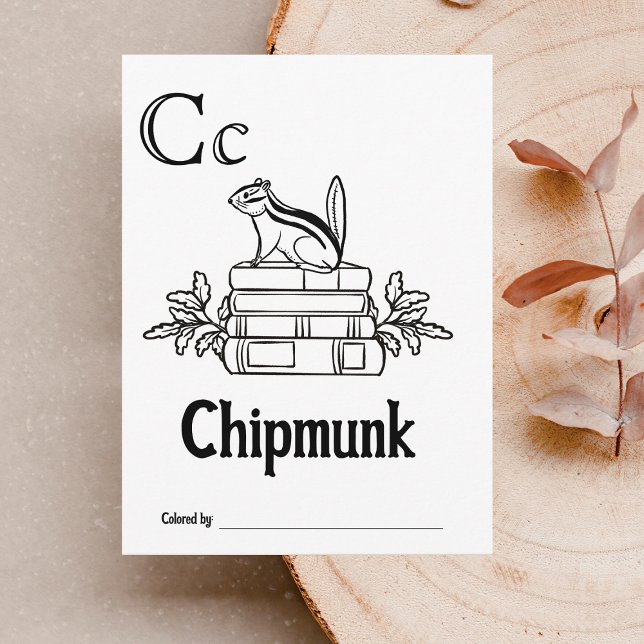 Woodland Animals ABC Colouring Baby Shower Activit Postcard (Letter C - Color Your Own Baby's First ABC's Keepsake Cards)