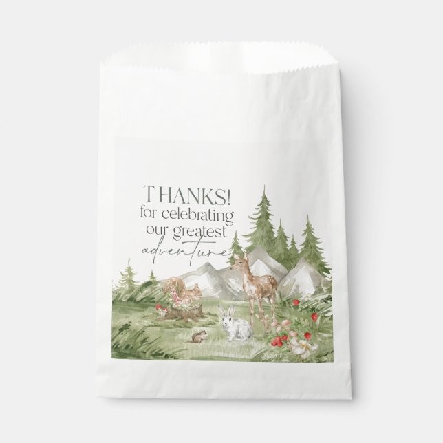 Woodland Animals  Adventure Awaits Favour Sticker Bag (Front)