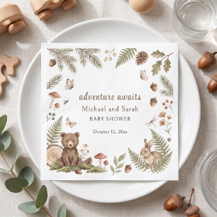 Woodland Animals Adventure Awaits Fox Log Napkin