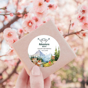 Woodland Animals Adventure Baby Shower Classic Round Sticker
