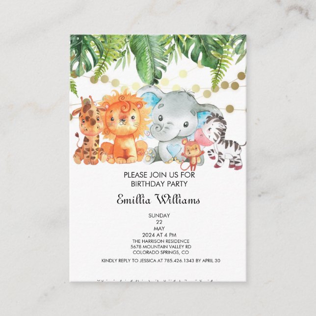 Woodland Animals Adventure Baby Shower Enclosure Card (Front)