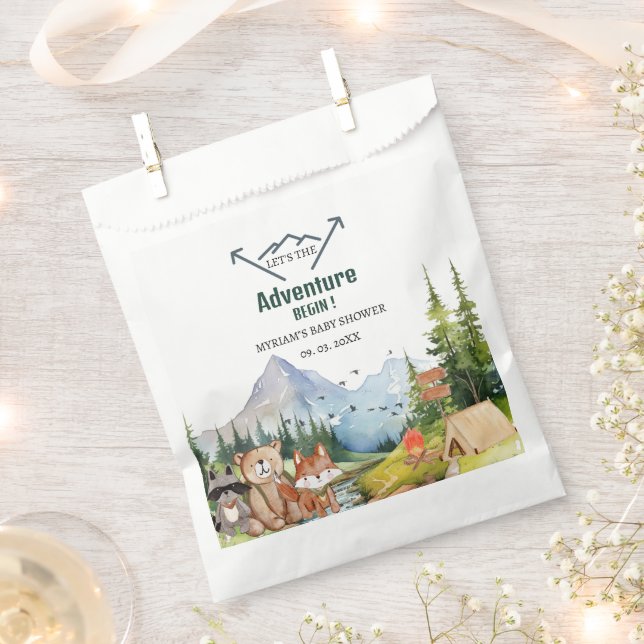 Woodland Animals Adventure Baby Shower Favour Bag (Clipped)