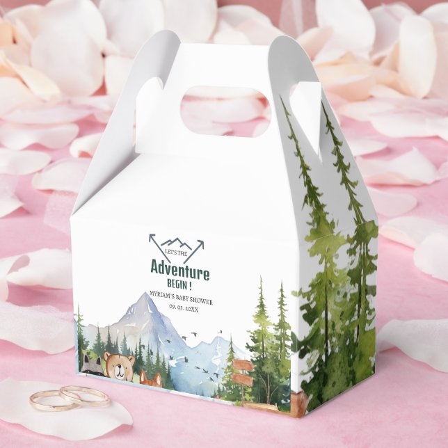 Woodland Animals Adventure Baby Shower Favour Box (Wedding)
