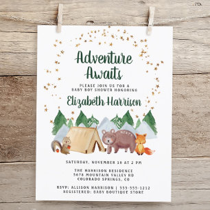 Woodland Animals Adventure Baby Shower Invitation