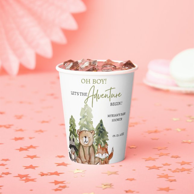 Woodland Animals Adventure Baby Shower Paper Cups (Insitu)