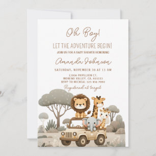 Woodland Animals Adventure Begin Baby Shower Invitation