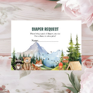 Woodland Animals Adventure diaper raffle request Enclosure Card