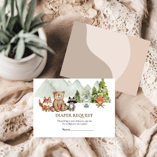 Woodland Animals Adventure diaper raffle request Enclosure Card