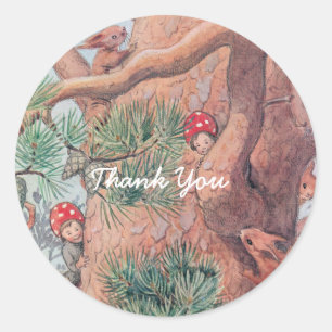 Woodland Animals and Children Elsa Beskow Classic Round Sticker