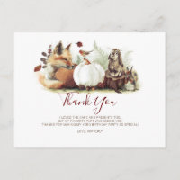 Woodland Animals and Pumpkin Birthday Thank You