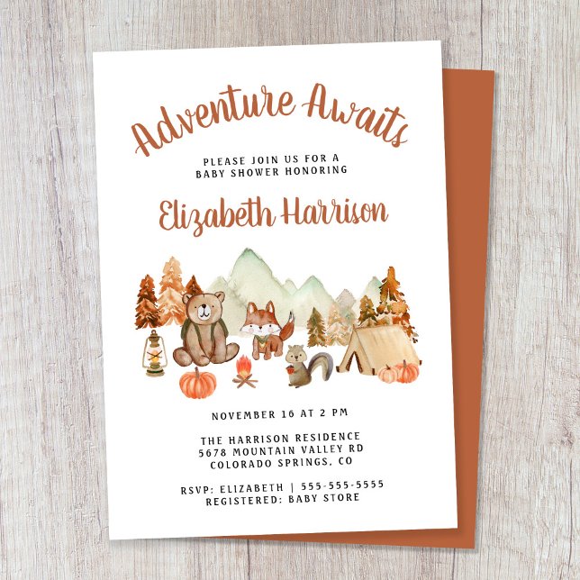 Woodland Animals Autumn Adventure Baby Shower Invitation (Creator Uploaded)