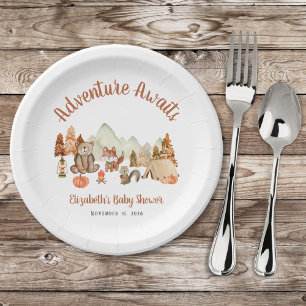 Woodland Animals Autumn Adventure Baby Shower Paper Plate