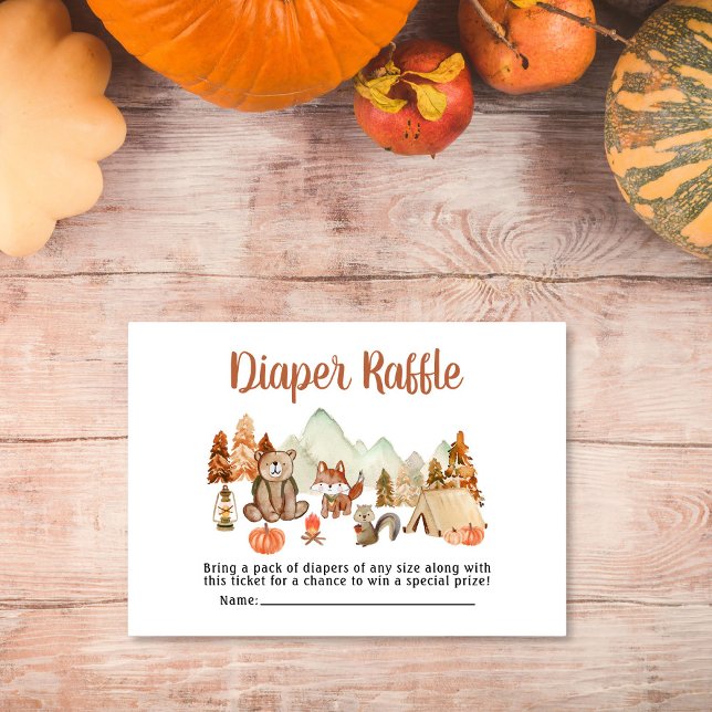 Woodland Animals Autumn Baby Shower Diaper Raffle Enclosure Card (Creator Uploaded)