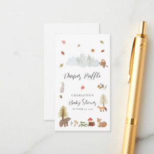 Woodland Animals Autumn Baby Shower Diaper Raffle Enclosure Card