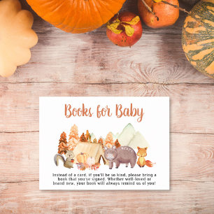 Woodland Animals Autumn Books For Baby Shower Enclosure Card